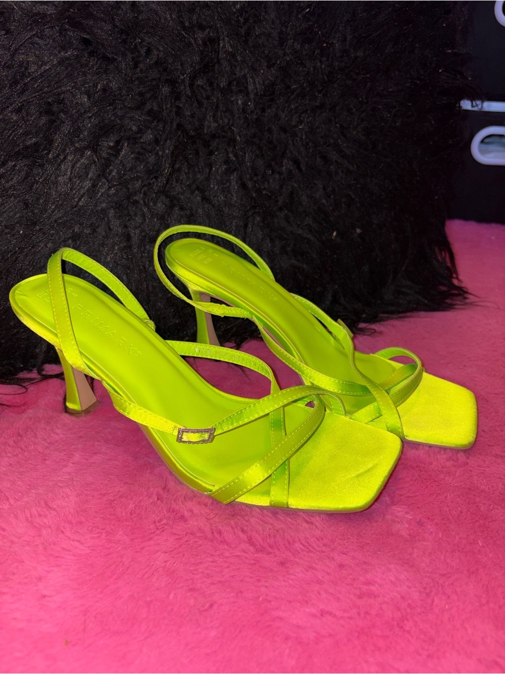 Primark Neon Lime Strappy Slingback Heels - Women's